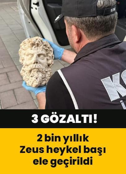 Roma dönemine ait 2 bin yıllık Zeus heykel başı bulundu