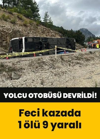 Yolcu otobüsü devrildi! Feci kazada 1 ölü, 9 yaralı